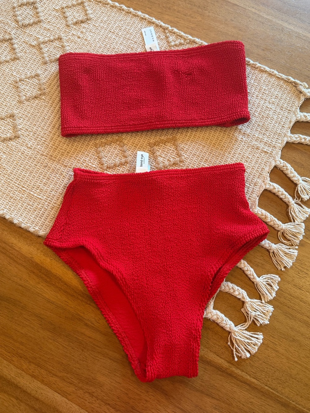 Bond-Eye Red Bandeau Bikini Set